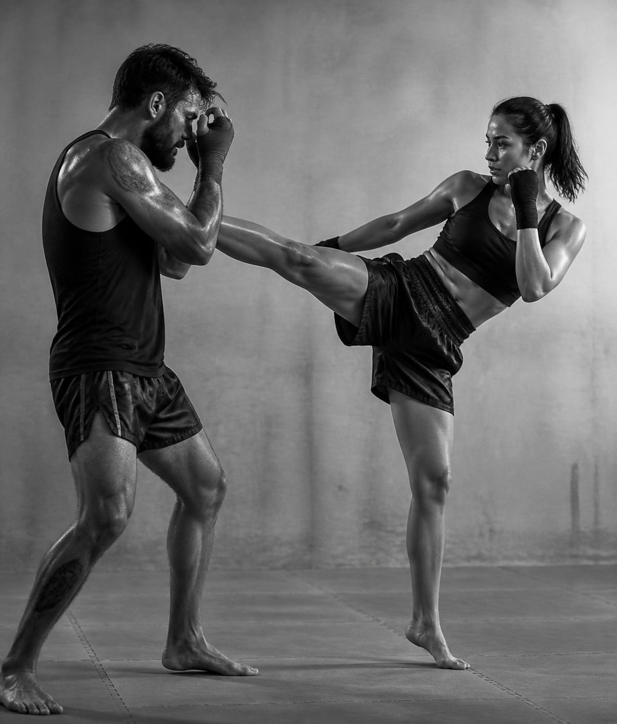 Adultos entrenando Muay Thai en Club Juche, Tenerife